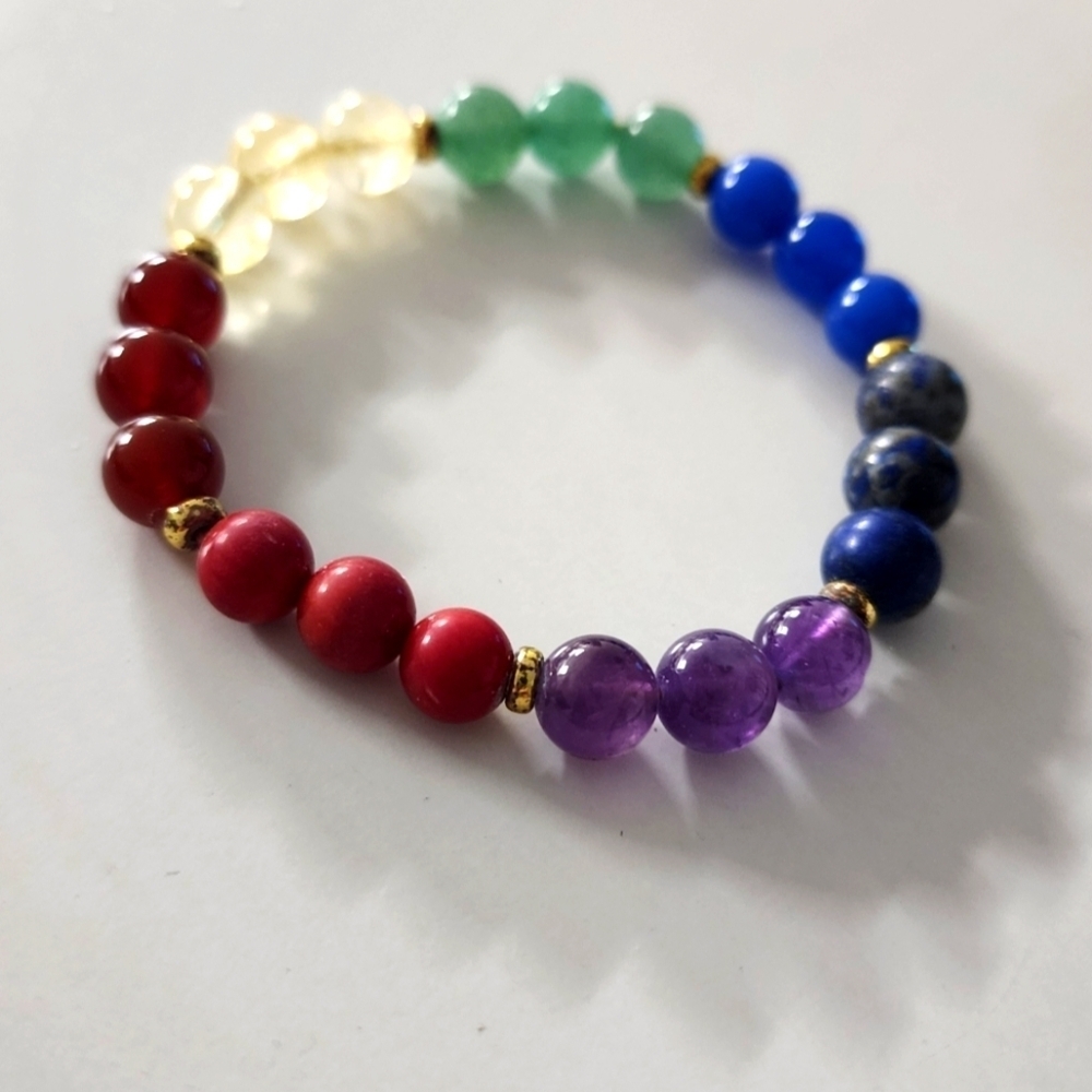 Chakras Multicolor Beaded Bracelet Meditation Good Energy